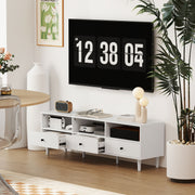 White Minimal TV Stand with Multi Storage Shelves for Living Room
