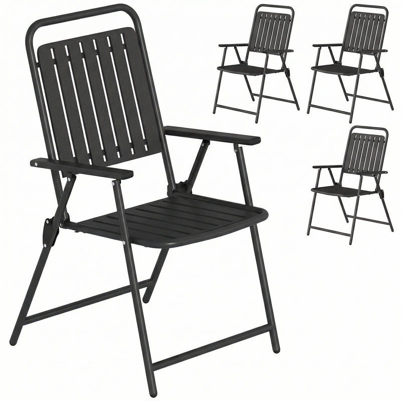 Folding Garden Dining Chairs Set of 4 for Flexible Indoor or Outdoor Seating Black