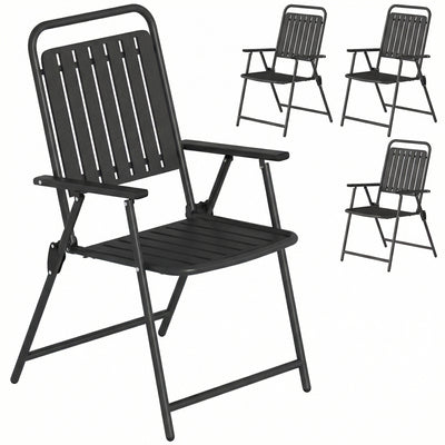 Folding Garden Dining Chairs Set of 4 for Flexible Indoor or Outdoor Seating Black Outsunny