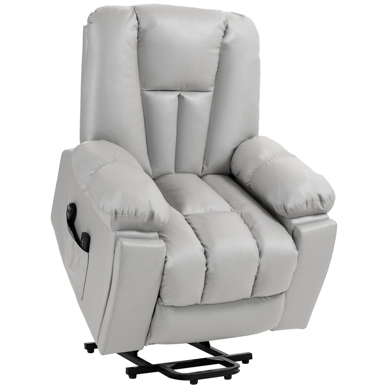 Reclining Massage Armchair with Eight Points and Padded Comfort for Home Office Light Grey