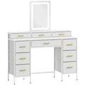 Dressing Table with LED Mirror and Ten Drawers for Organised Bedroom Storage White AOSOM