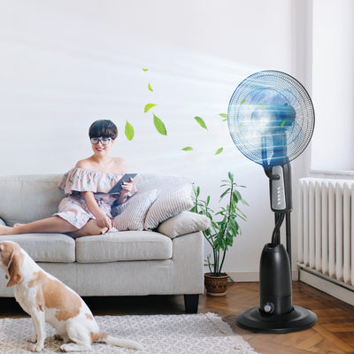 Pedestal Misting Fan With 3 Speeds And 28L Water Tank For Cooling Relief, Black