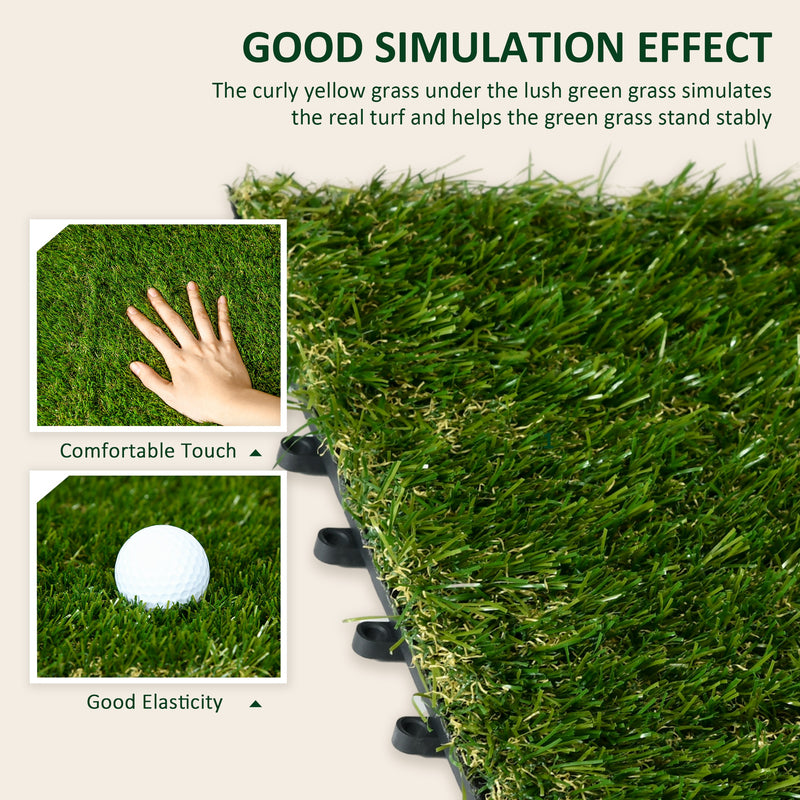 10 Piece Artificial Grass Turf Set 25mm Pile Height Ideal for Outdoors, Green AOSOM