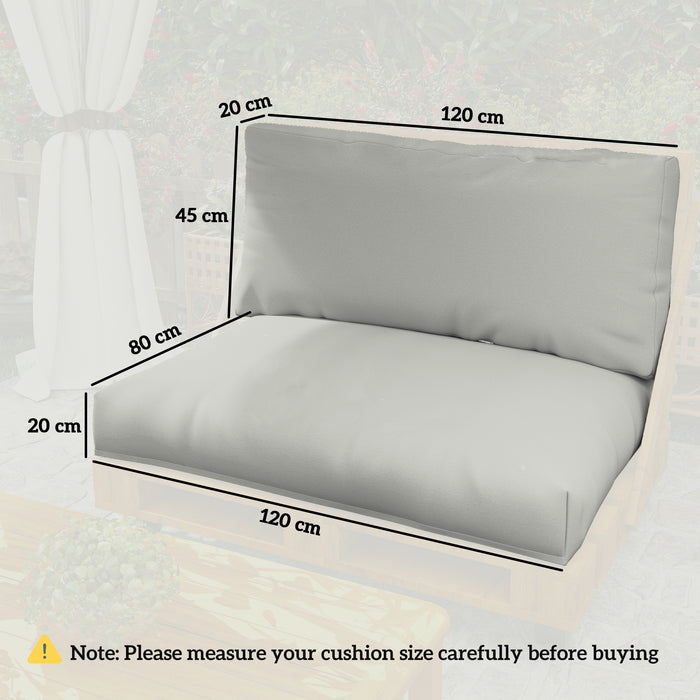 Light Grey 2 Seater Pallet Furniture Cushions UPF20+ 20cm Thick Outdoor Seat Pads by Outsunny