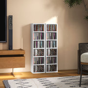 Set of Two Tall CD Storage Shelves for Organised Media Display, High Gloss White