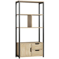 Bookshelf with Shelves Drawers and Cabinet for Compact Storage in Small Spaces Black