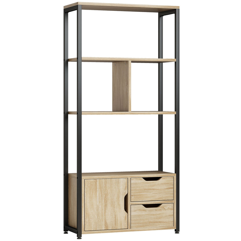Bookshelf with Shelves Drawers and Cabinet for Compact Storage in Small Spaces Black