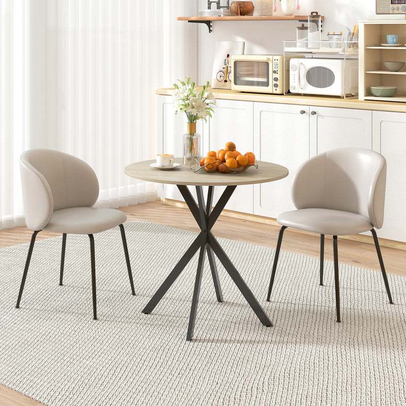 Round 80cm Industrial Dining Table in Oak Finish Ideal for Small Kitchens or Dining Areas