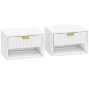 Floating Bedside Tables Set of 2 with Drawer and Shelf for Tidy Bedroom Storage White AOSOM