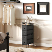 Slim 4 Drawer Fabric Storage Cabinet with Steel Frame for Small Bedrooms Black AOSOM