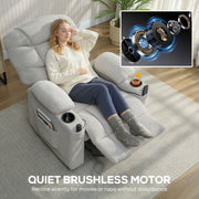 Electric Recliner Armchair with Massage Heat USB Port and Cup Holders for Lounge Grey AOSOM