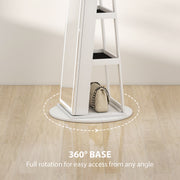 Free Standing Full Length Mirror Jewellery Armoire With LED Lights And Lockable Jewellery Storage White