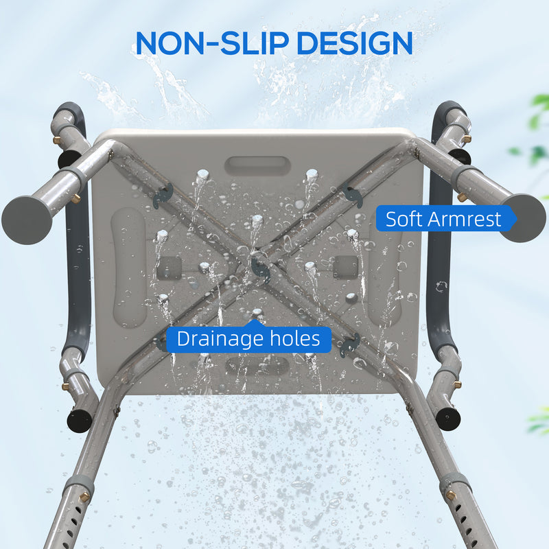 Height Adjustable Aluminium Bath Seat with Sturdy Frame by HOMCOM AOSOM