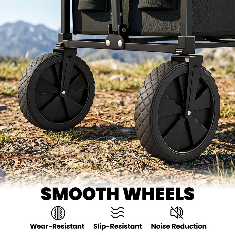 Festival Trolley for Camping and Outdoor Events with Folding Frame and Cup Holders Black Outsunny