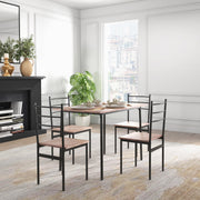 5 Piece Space Saving Dining Table and Chairs Set with Steel Frame for Small Kitchens Black