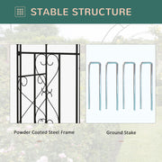 Black Metal Garden Arch with Gate Elegant Outdoor Climbing Plant Support by Outsunny
