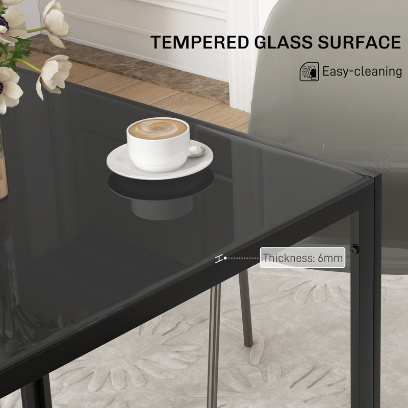 Square Glass Dining Table for Small Kitchens or Dining Rooms Seats 2 to 4 Black AOSOM