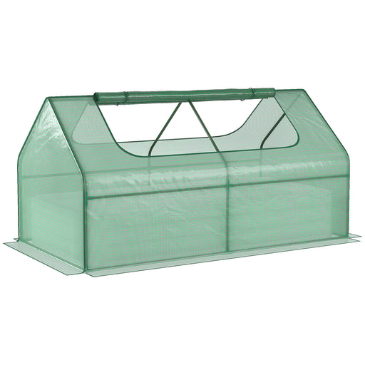 Raised Metal Garden Bed With Greenhouse Cover For Growing Vegetables And Herbs Green