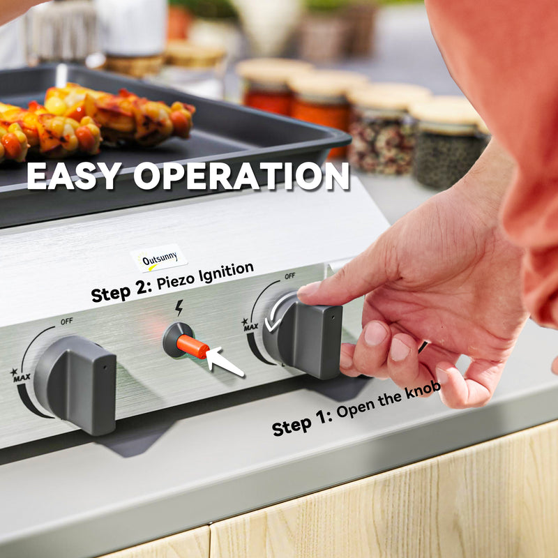 Two Burner Portable Gas BBQ Grill for Outdoor Cooking by Outsunny