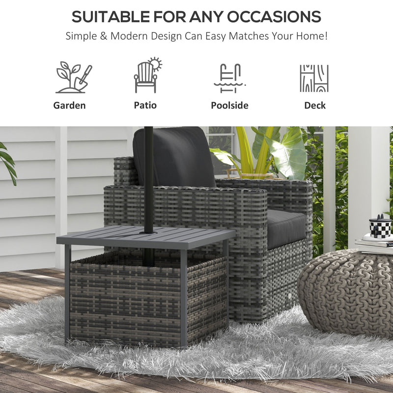 Outsunny Outdoor Rattan Wicker Coffee Table w/ Umbrella Hole Suitable for Garden Garden AOSOM