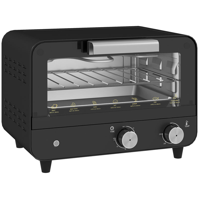 12L Mini Toaster Oven With Timer And Adjustable Heat Ideal For Small Kitchens Black AOSOM