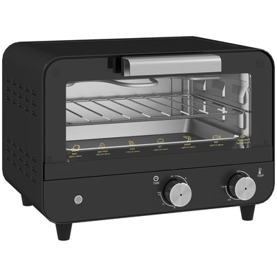 12L Mini Toaster Oven With Timer And Adjustable Heat Ideal For Small Kitchens Black AOSOM