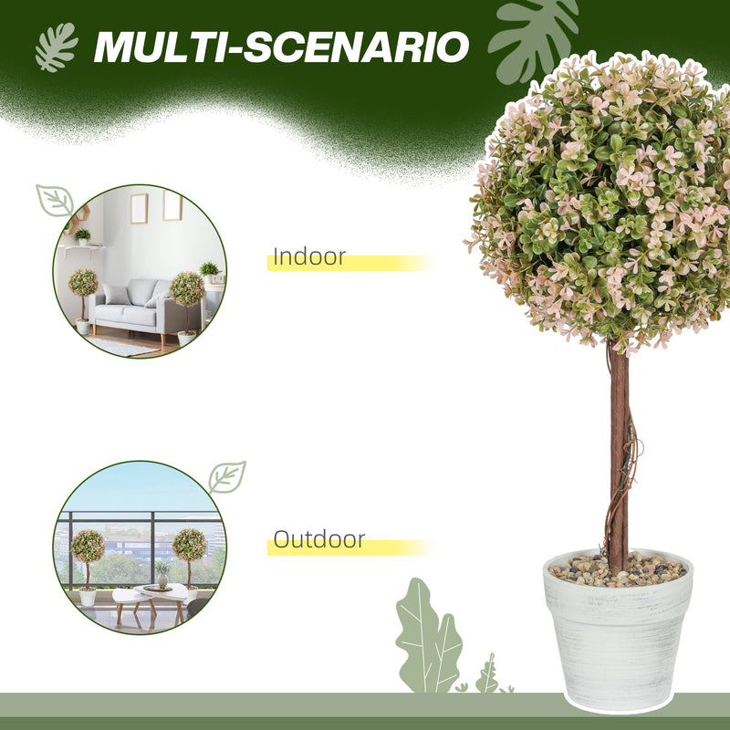 Set of 2 Artificial Murraya Plants 60cm Cream White for Indoor Outdoor Decor by HOMCOM