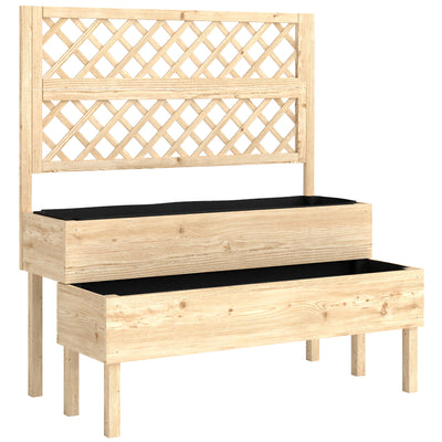 2 Tier Wooden Raised Garden Bed with Trellis for Easy Planting and Climbing Support, Natural Wood Finish Outsunny