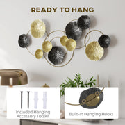 Modern Metal Wall Art With Decorative Multi Disc Design For Living Room Feature Wall Silver AOSOM