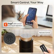 Tower Fan with Quiet Sleep Mode and Remote App Control for Bedrooms and Living Rooms Black AOSOM