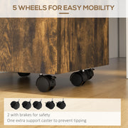 Lockable Two Drawer Filing Cabinet with Wheels for Home Office Organisation, Wood Effect