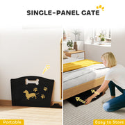 Wooden Dog Gate with Support Feet Easy Setup Pet Barrier for Stairs or Patio Black AOSOM