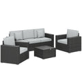 Rattan Garden Furniture Set for Relaxing and Entertaining Outdoors with Cushions Dark Grey Outsunny