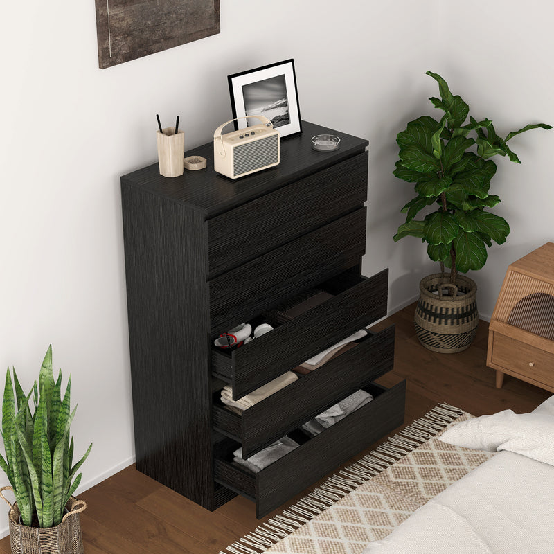 Chest of Drawers for Bedroom Organisation with 5 Smooth-Glide Drawers Black