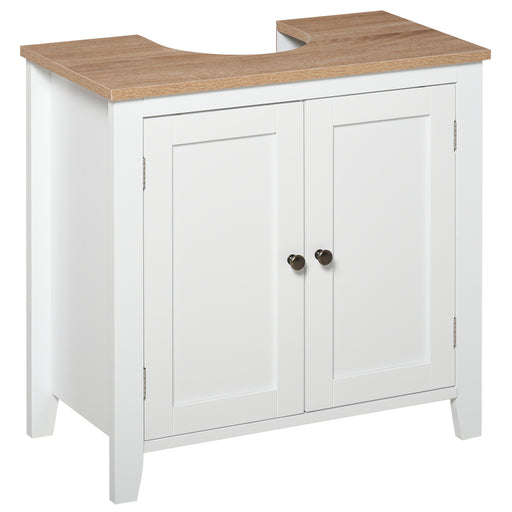 Freestanding Under Sink Bathroom Cabinet With Adjustable Shelf And Storage Space White