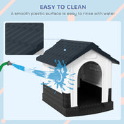 Plastic Dog Kennel with Ventilated Windows Ideal for Small Dogs in Garden or Patio Grey