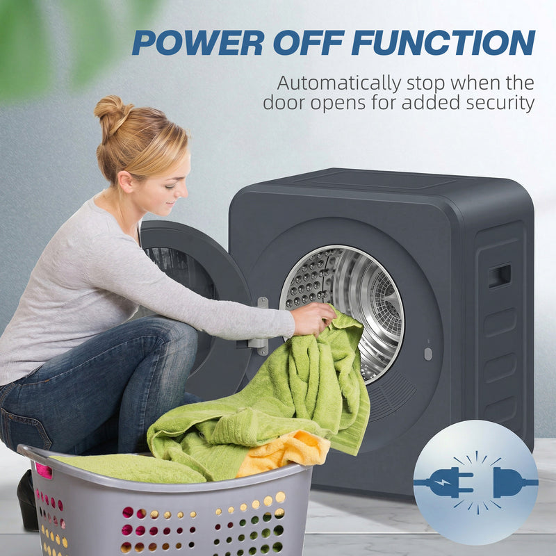 Compact Tumble Dryer for Small Homes with Space Saving Design and Easy Controls Grey AOSOM