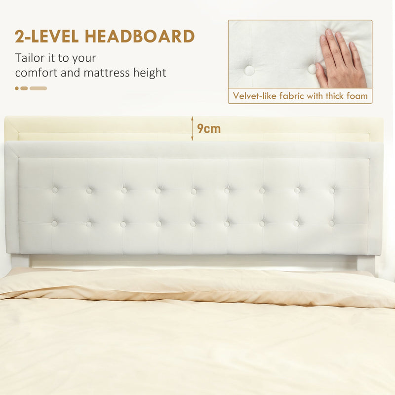 King Size Ottoman Storage Bed Cream White - storage open