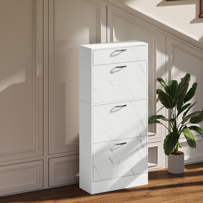 White Shoe Storage Cabinet with 3 Flip Drawers and Adjustable Shelves by HOMCOM
