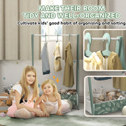 Kids Clothes Rail with Shelf and Hangers for Bedroom Storage Ages 3 to 6 Green AOSOM