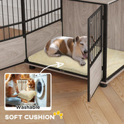 Furniture Style Dog Crate with Cushion and 3 Doors for Medium Dogs Indoor Use Brown