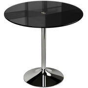 4 Seat Round Glass Dining Table for Everyday Meals with Stable Metal Base Black Homcom
