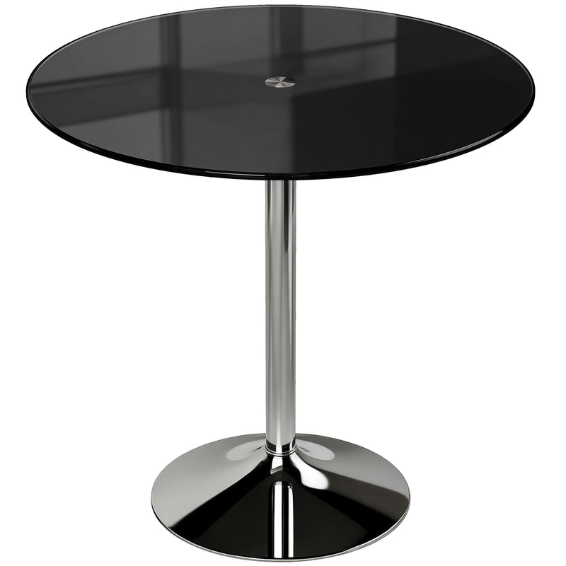 4 Seat Round Glass Dining Table for Everyday Meals with Stable Metal Base Black Homcom