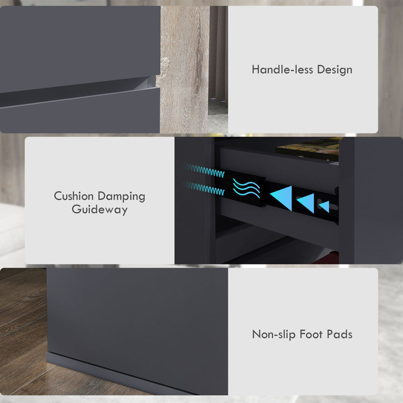 High Gloss 4 Drawer Chest of Drawers with Spacious Storage for Bedroom Use Grey