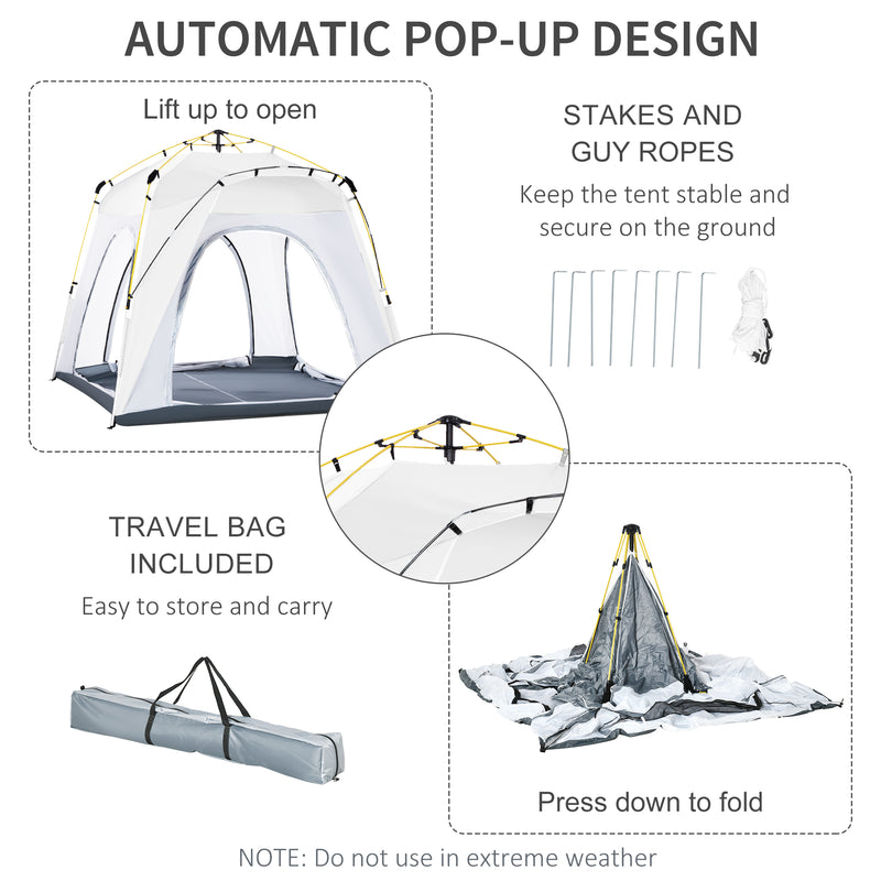 Outsunny 3 Person Automatic Camping Tent, Outdoor Pop Up Tent, Portable Backpacking Dome Shelter, Light Grey