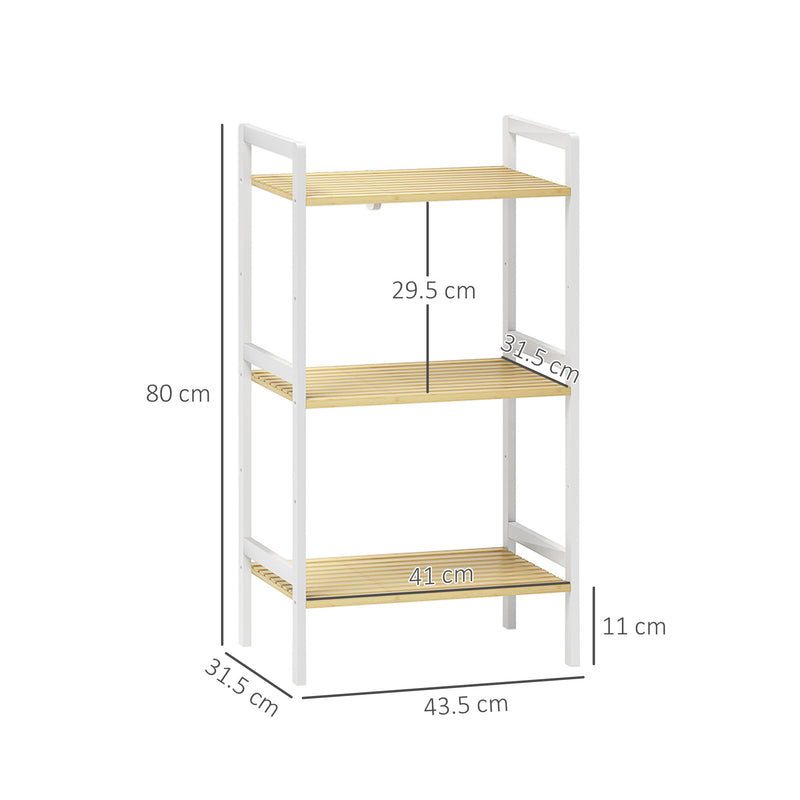 Three Tier Bamboo Storage Shelf Adjustable Freestanding Unit for Home or Office by Homcom