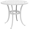 Garden Side Table Cast Aluminium Rust Resistant with Adjustable Feet White Outsunny