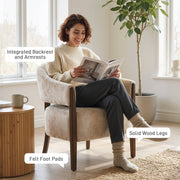 Integrated backrest, solid wood legs and felt foot pads on the accent chair