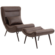 HOMCOM dark brown leathaire accent chair with matching footstool, studio shot