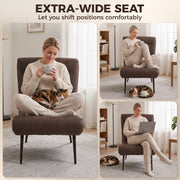 Woman sitting cross-legged with a cat in the chair, showing the extra-wide 64cm seat